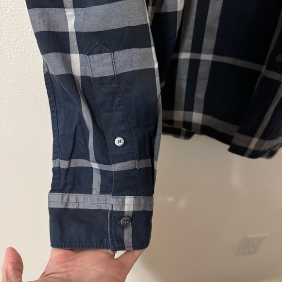 Burberry Brit Nelson Check Long Sleeve Sport Button Down Shirt Navy Trim Fit-XXL - Picture 7 of 12